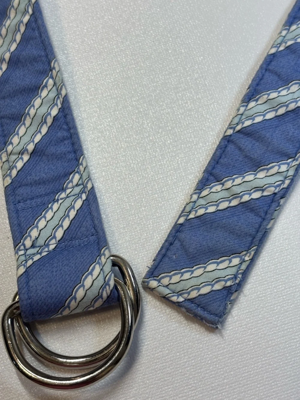 Vineyard Vines Blue Rope Print D-Ring Cotton Belt Medium Preppy Nautical
